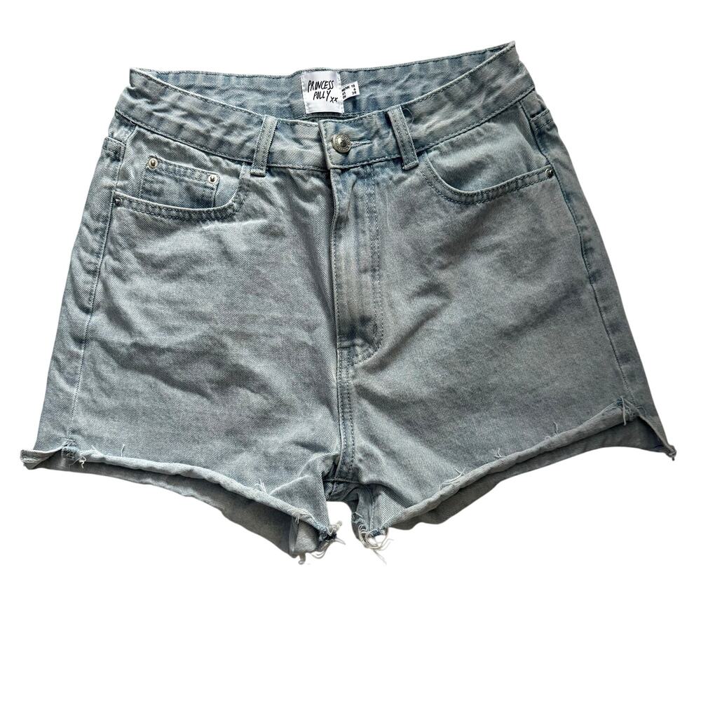 Princess Polly Denim Shorts Women’s Size 6 Blue Jean Light Wash Raw Hem